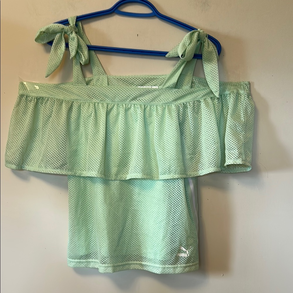 Puma Mint Green Off-Shoulder straps that tie at shoulders  size small new/tags